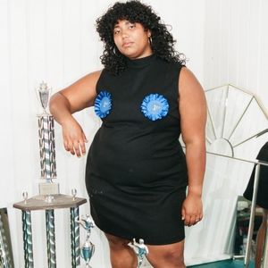 Fashion brand company 1st Place T*ts Black Mockneck Minidress size 4XL